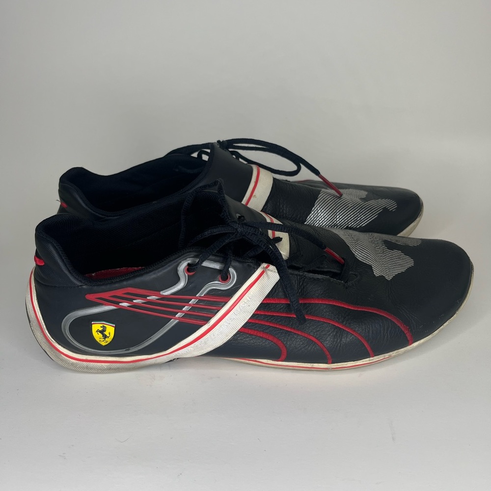 puma ferrari shoes casual Sneakers Men Size 11.5 black red leather lace up